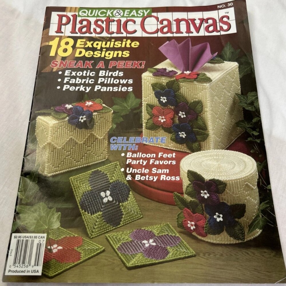 2/$35 Quick & Easy Plastic Canvas Magazine No 30 Jun Jul 1994 18 Designs to Make